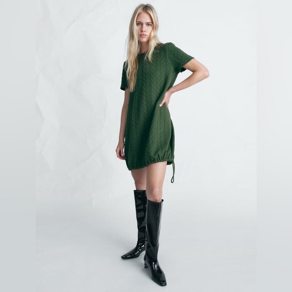 zara textured green dress ZARA. Textured green dress Tm – Hibuy market main image 0
